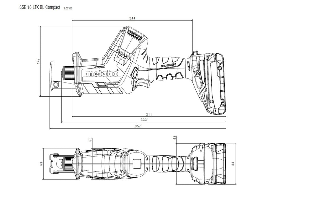 Metabo 602366840 18V Brushless Compact Lithium-Ion 5/8 in. Cordless Reciprocating Saw (Tool Only)