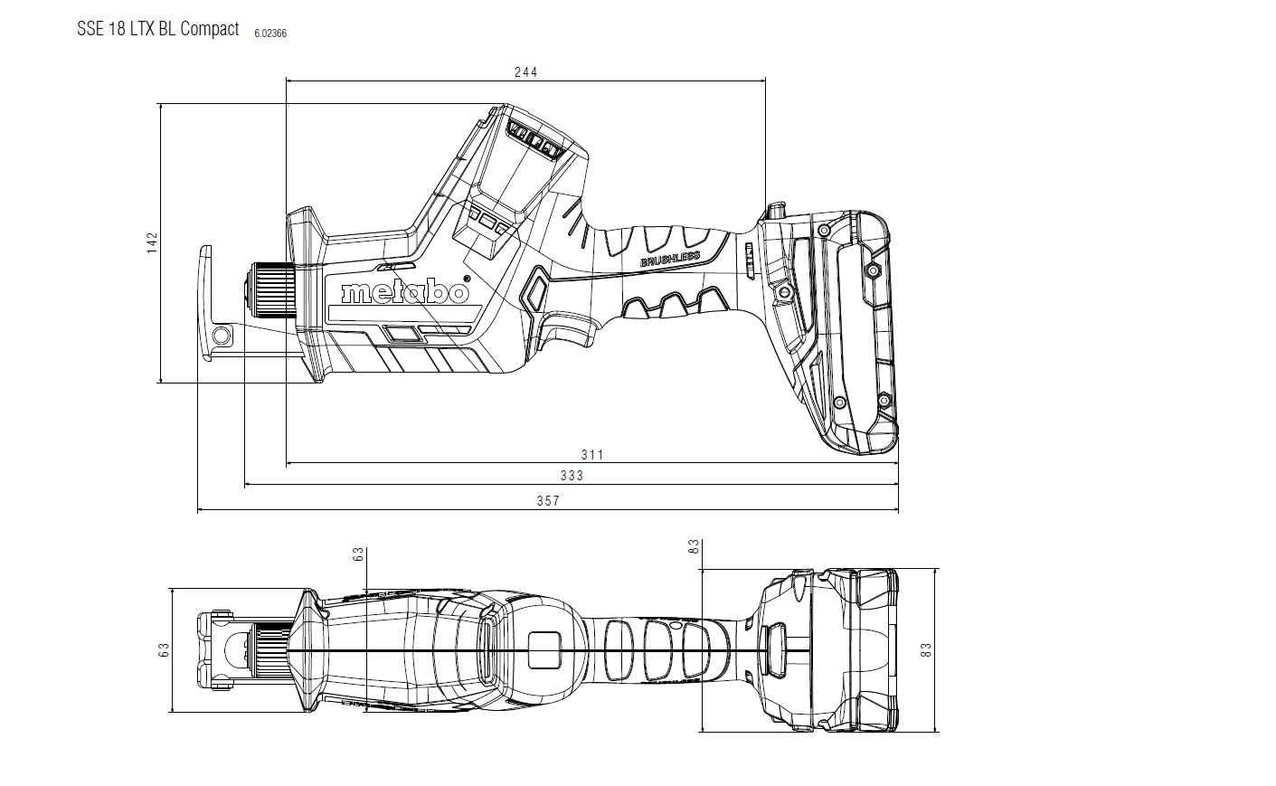 Metabo 602366840 18V Brushless Compact Lithium-Ion 5/8 in. Cordless Reciprocating Saw (Tool Only)